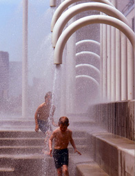 Riverside Plaza Fountains in West Bank/Cedar-Riverside Neighborhood of Minneapolis